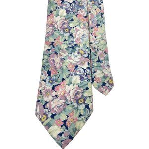 Lands' End Cotton Tie Flowers Floral Bright Pastel Colorful